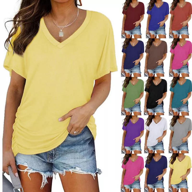 เสื้อยืดผู้หญิงแขนสั้นสี Basic