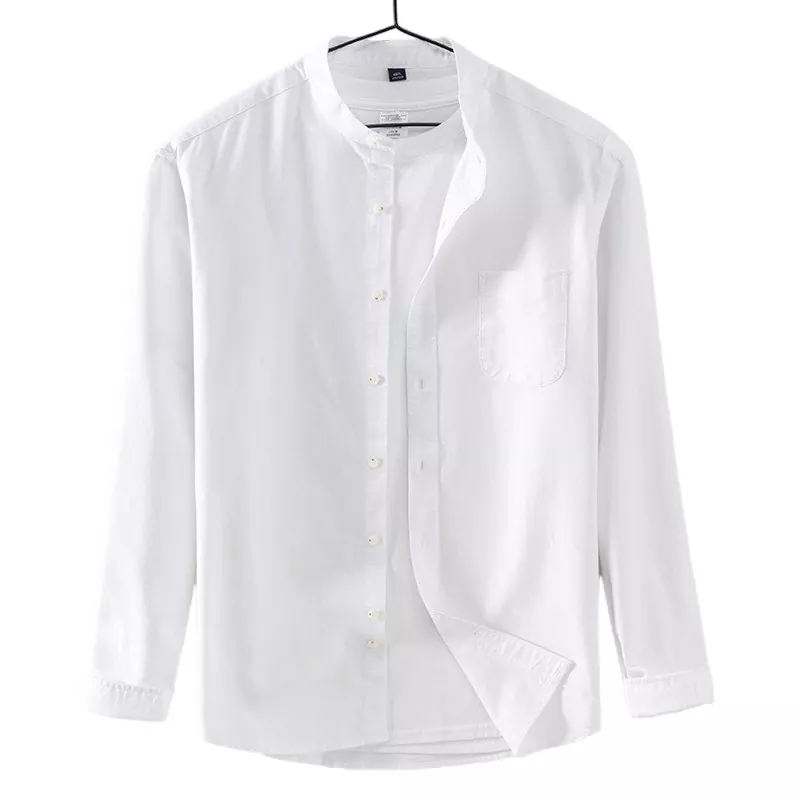 เสื้อเชิ้ตแขนยาวลำลองผู้ชายผ้าฝ้ายใหม่