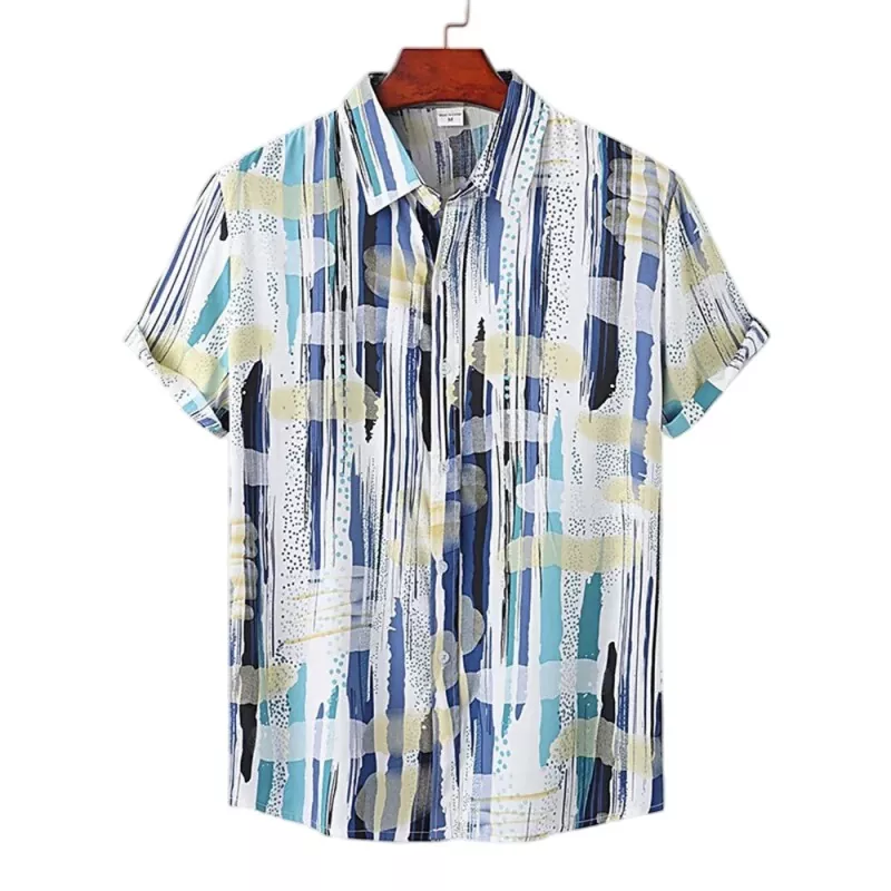 เสื้อเชิ้ตแขนสั้นผู้ชายพิมพ์ลายแฟชั่น