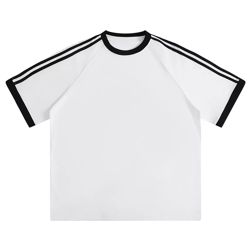 เสื้อยืดแขนสั้นผู้ชาย Color-Block Raglan Sleeve สำหรับผู้ชายและผู้หญิง