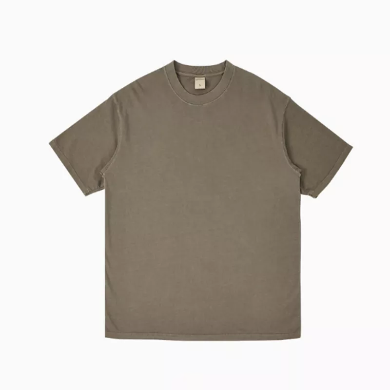 เสื้อยืดผู้ชายแขนสั้นผ้าฝ้ายบริสุทธิ์ Washed Worn-out